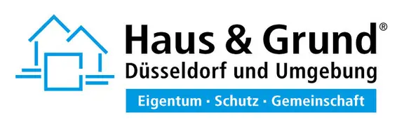 Logo von Haus & Grund Düsseldorf; Text: Eigentum, Schutz, Gemeinschaft.