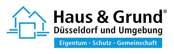 Logo von Haus & Grund Düsseldorf; Text: Eigentum, Schutz, Gemeinschaft.