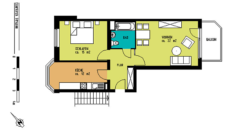modernisierte 2 Zimmerwohnung in Düsseldorf Eller