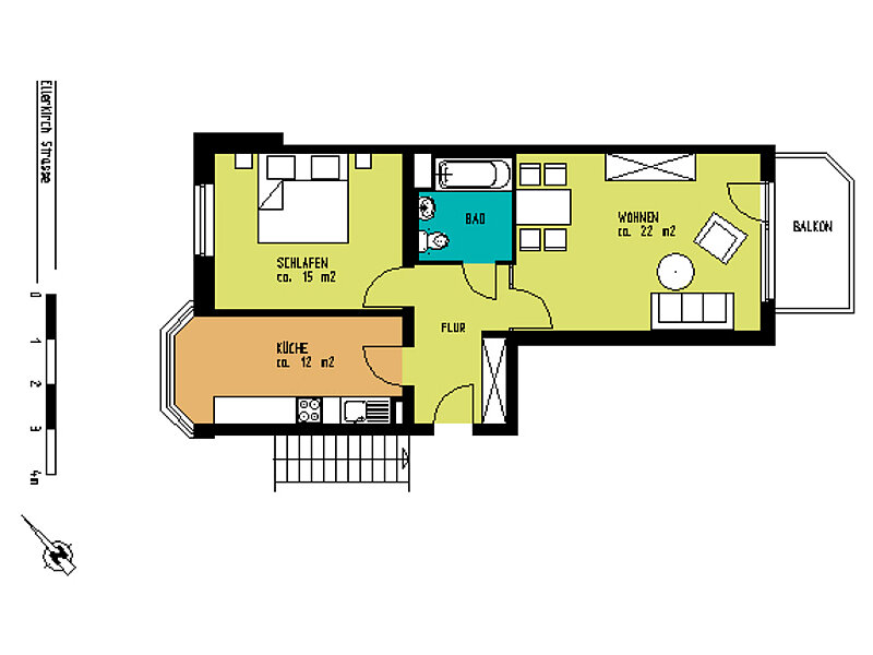 modernisierte 2 Zimmerwohnung in Düsseldorf Eller