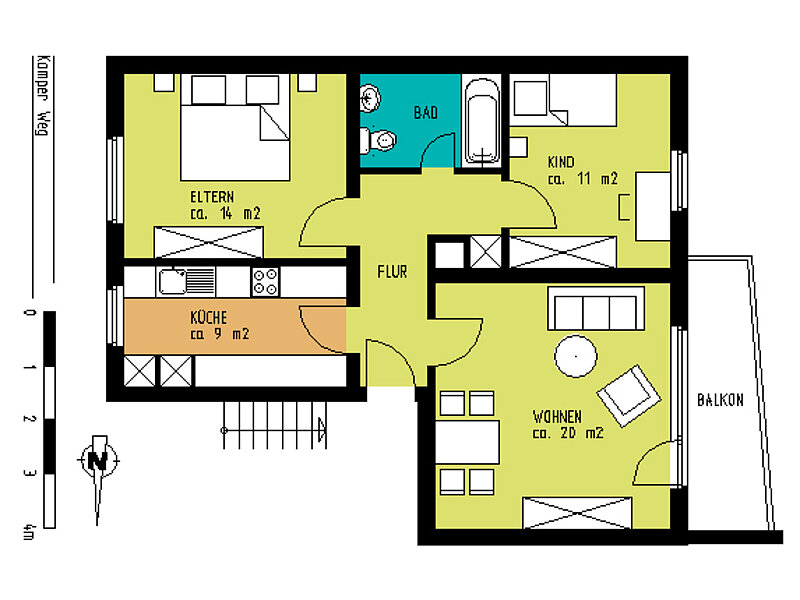 3 Zimmerwohnung mit Balkon in Düsseldorf